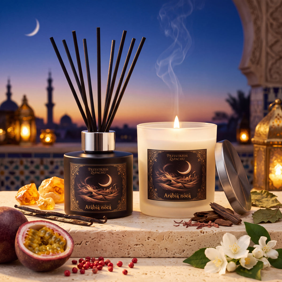 ZESTAW - Arabia Nocą - Świeca sojowa + Dyfuzor